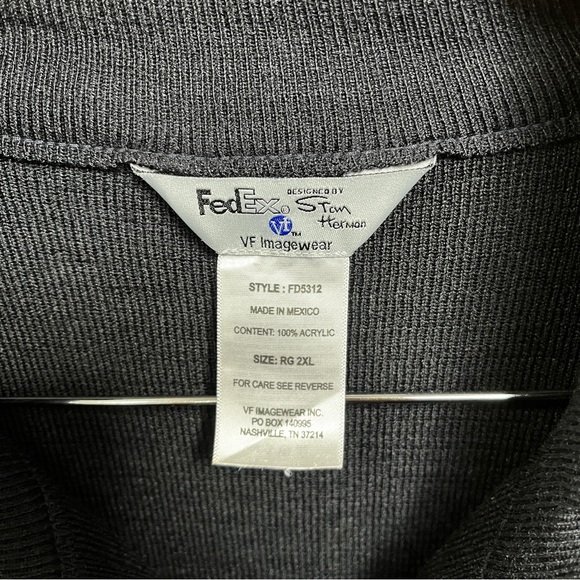 FedEx Full Zip Knit Sweater Black Purple Embroidered Logo Size 2XL - Picture 13 of 14